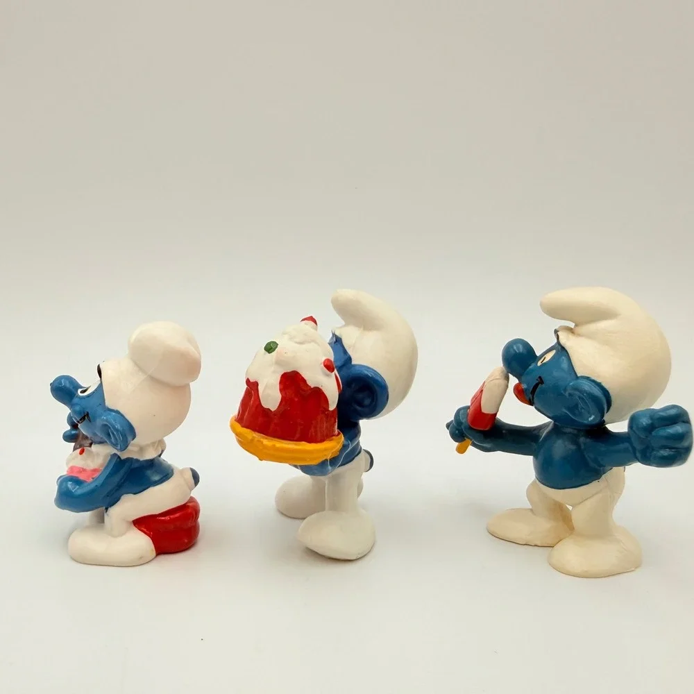 Vintage Schleich Smurfs PVC Figures 1978 1980 1983 Food Theme Lot of 3 Peyo